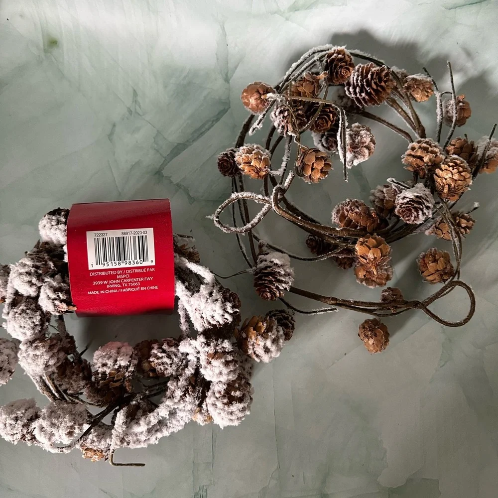 New Set of 2 Ashland Snowy Pinecone Garlands 5 ft Each | Christmas Rustic Decor
